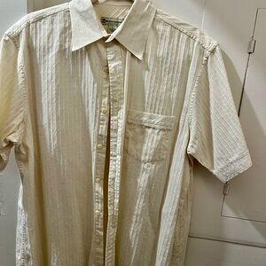 Casual Cream Short Sleeve Button Down Shirt
